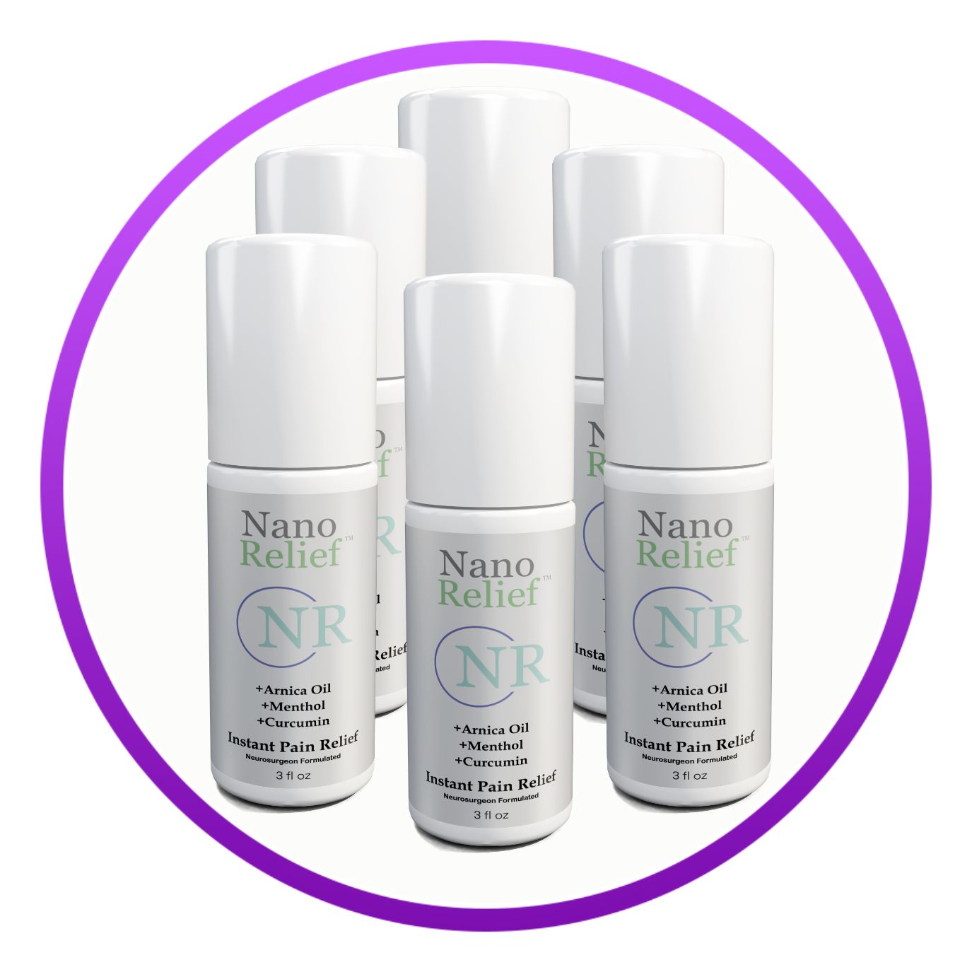 Nano Relief: All-Natural, Fast-Acting Pain Roll-On 6-Pack